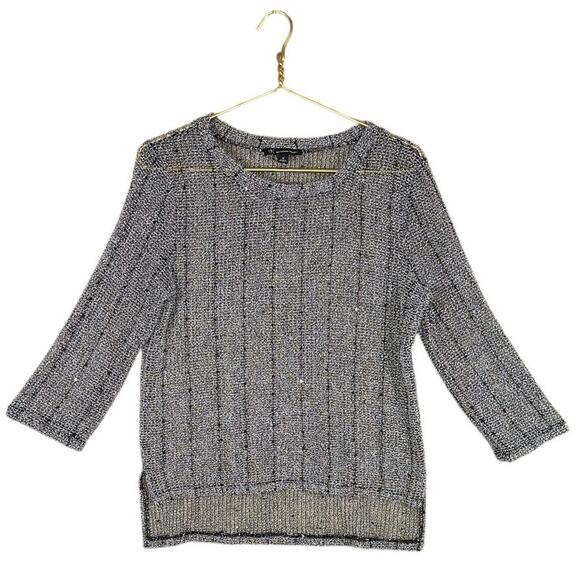 INC Gray Open Knit Mesh Top | Sheer Witchy Boho Layer Y2k | Medium - Picture 9 of 10